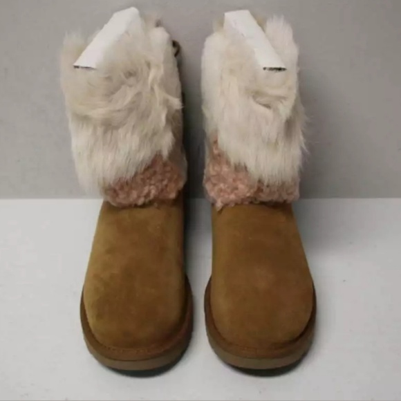 UGG Classic Patchwork Fluff Boot Chestnut Sz 8 - Picture 5 of 8